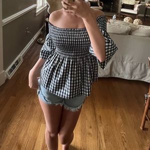 Hollister gingham peplum top.